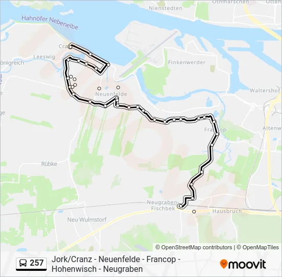 Автобус 257: карта маршрута