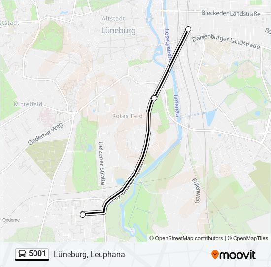 5001 bus Line Map