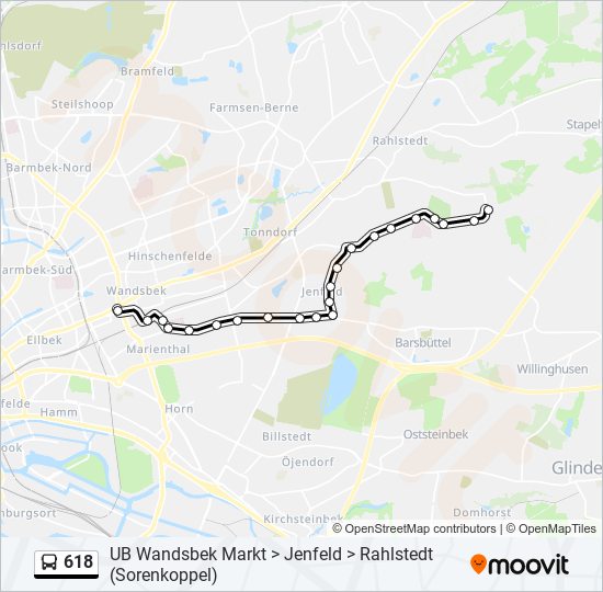 618 bus Line Map