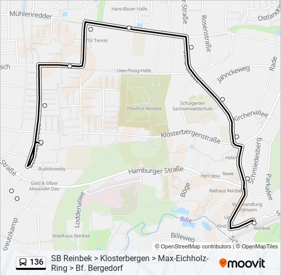 136 bus Line Map