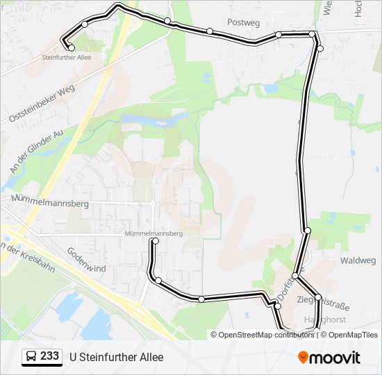 233 bus Line Map