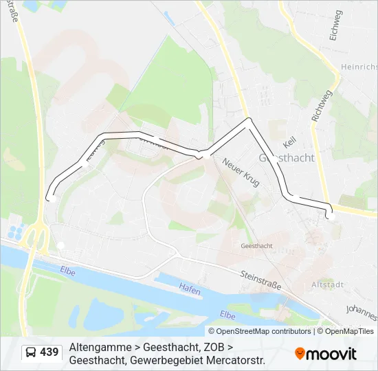 Автобус 439: карта маршрута