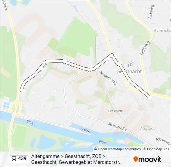 Автобус 439: карта маршрута