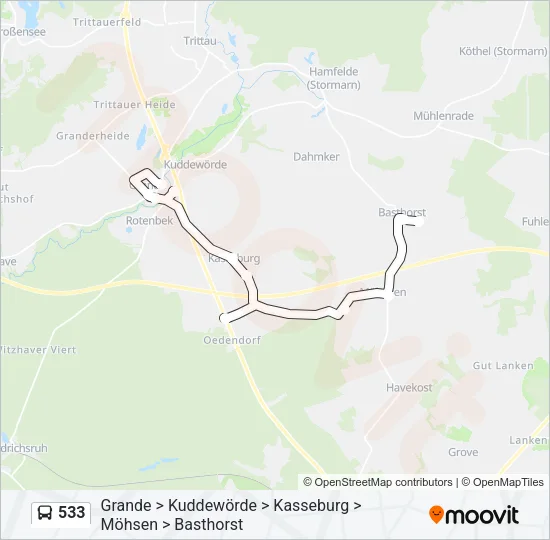 533 Bus Line Map