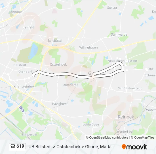 Автобус 619: карта маршрута