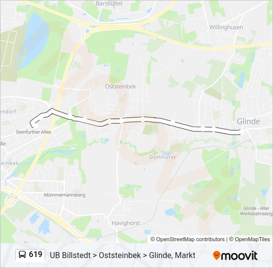 Автобус 619: карта маршрута