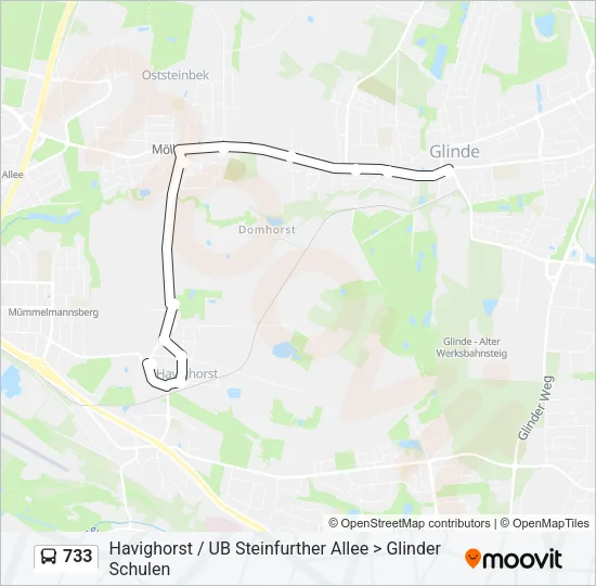 733 Bus Line Map