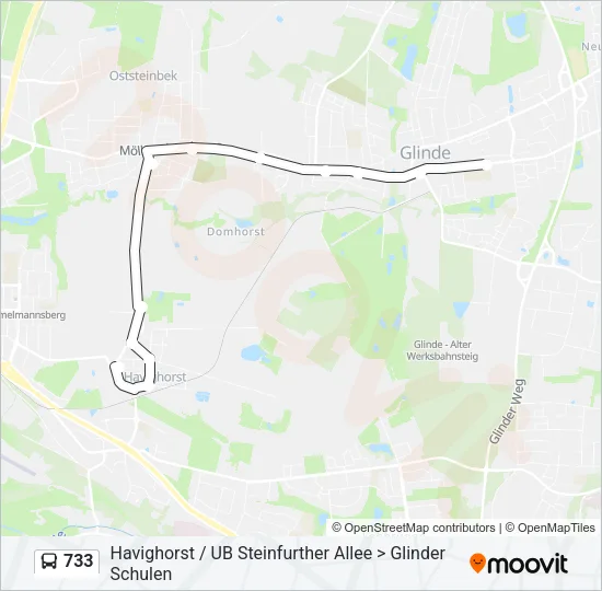 Автобус 733: карта маршрута