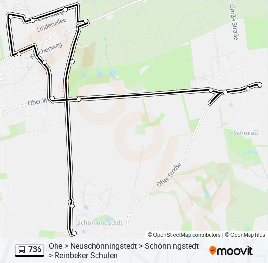 736 bus Line Map