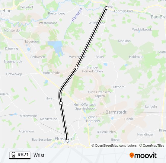 Поезд RB71: карта маршрута