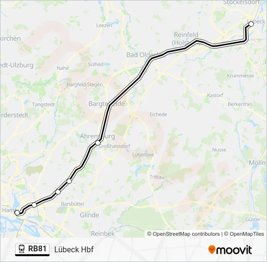 Поезд RB81: карта маршрута