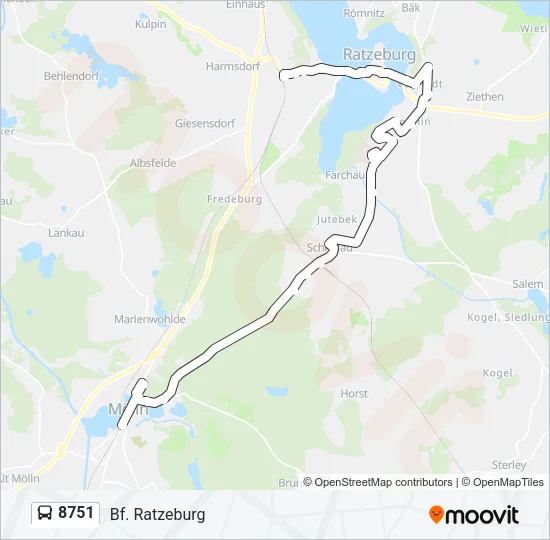 Автобус 8751: карта маршрута