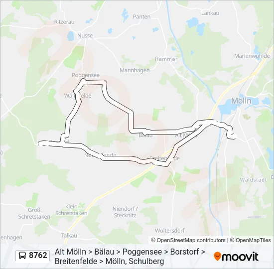 Автобус 8762: карта маршрута