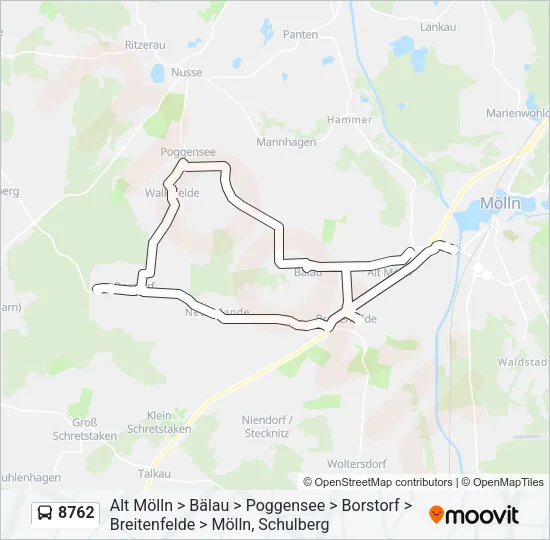 Автобус 8762: карта маршрута