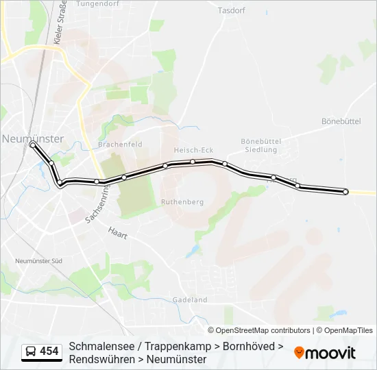 Автобус 454: карта маршрута
