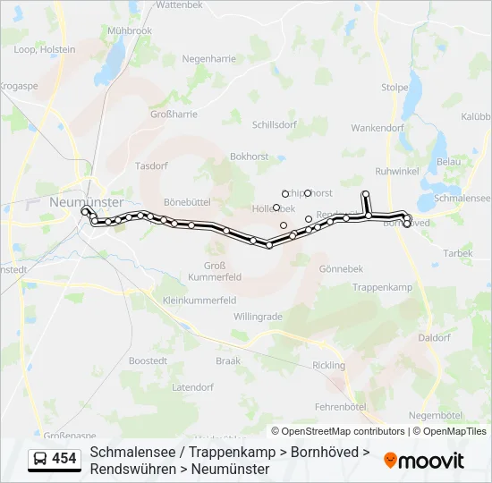 Автобус 454: карта маршрута