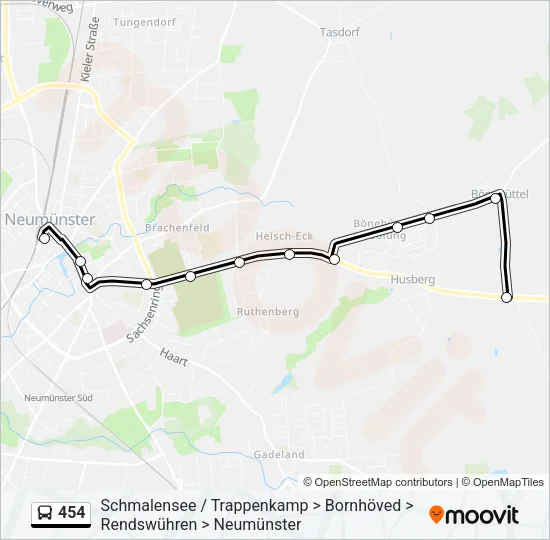 Автобус 454: карта маршрута
