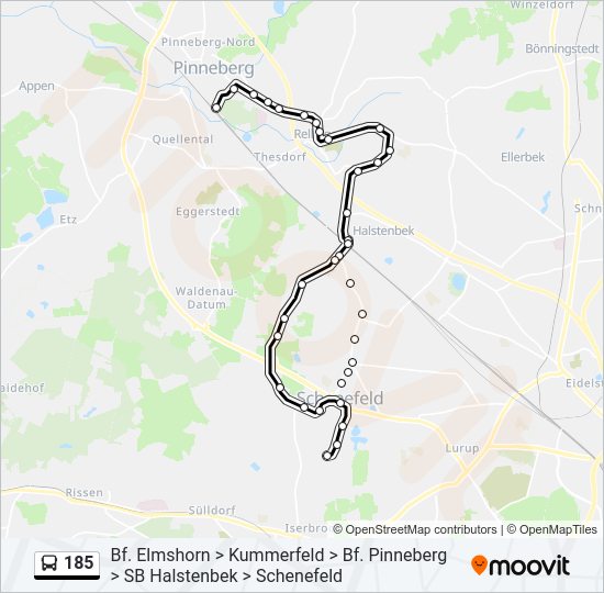 185 bus Line Map