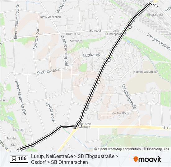 186 bus Line Map