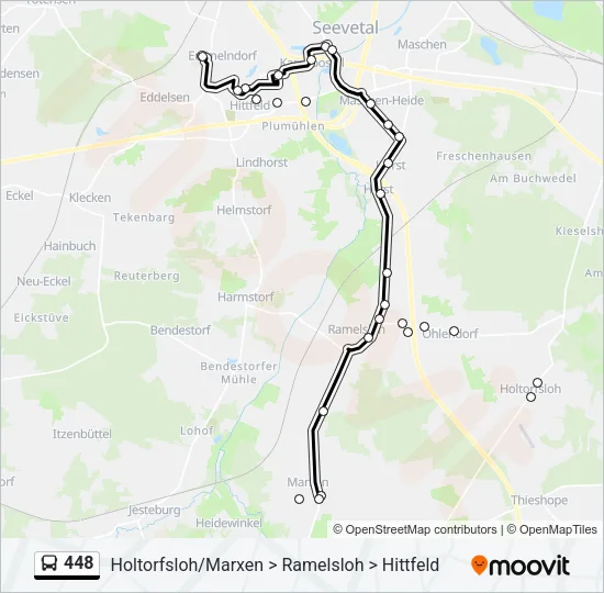 Автобус 448: карта маршрута