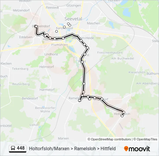 Автобус 448: карта маршрута