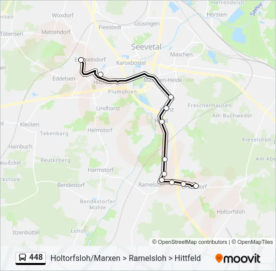 Автобус 448: карта маршрута
