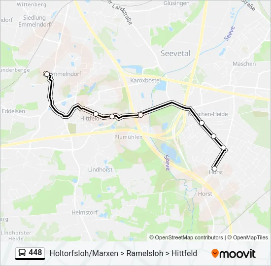 Автобус 448: карта маршрута