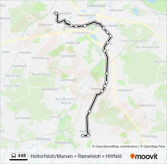 Автобус 448: карта маршрута