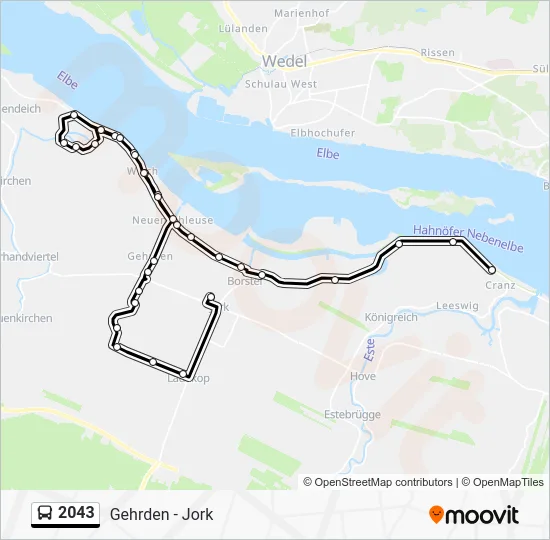 Автобус 2043: карта маршрута