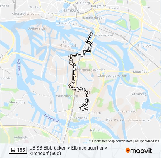 155 bus Line Map