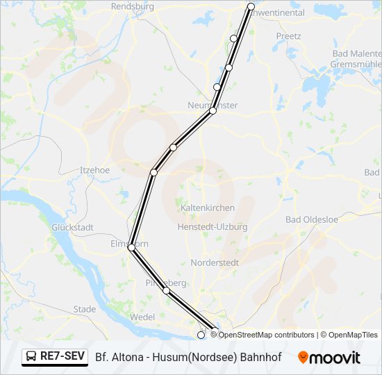 Автобус RE7-SEV: карта маршрута