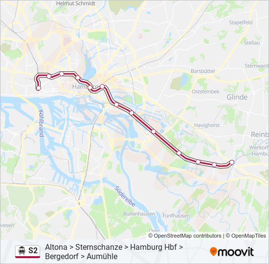 S2 S-Bahn Line Map