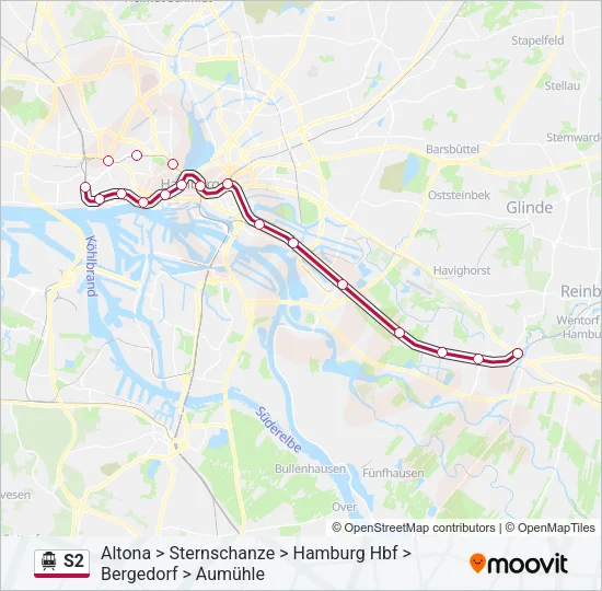 S-Bahn S2: карта маршрута