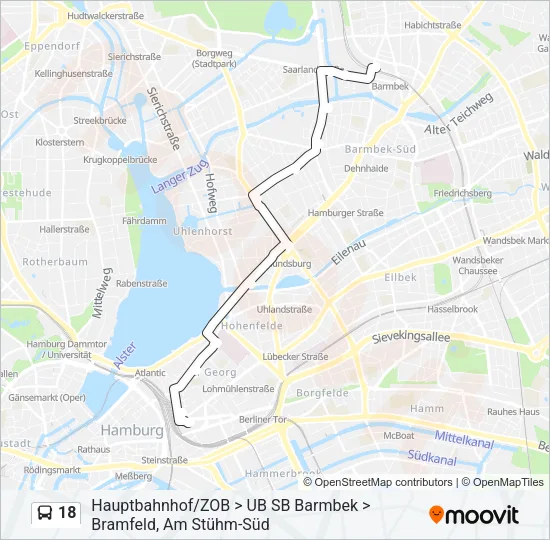 Автобус 18: карта маршрута