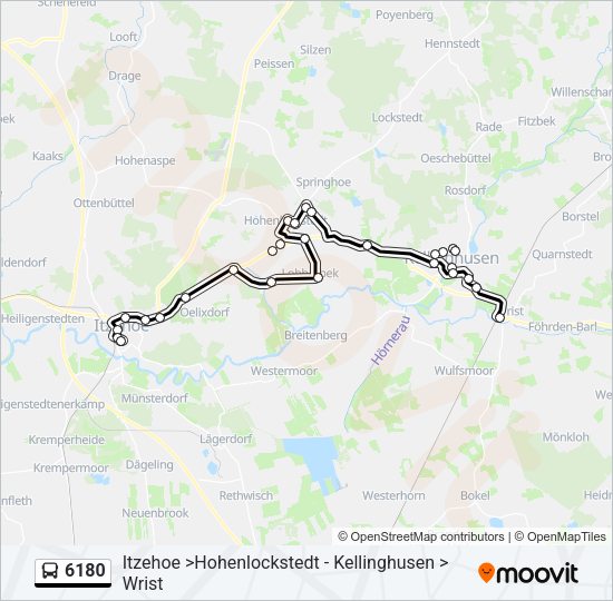 Автобус 6180: карта маршрута