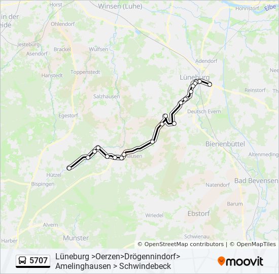 5707 bus Line Map