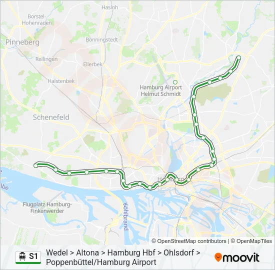 S1 S-Bahn Line Map