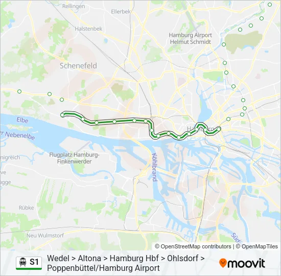 S1 S-Bahn Line Map