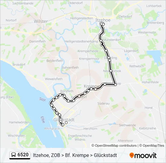 Автобус 6520: карта маршрута