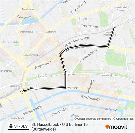 S1-SEV S-Bahn Line Map