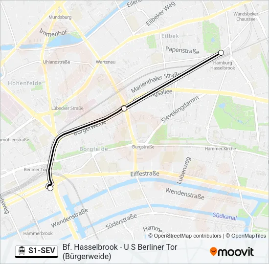 S1-SEV S-Bahn Line Map