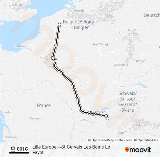 001G Train Line Map