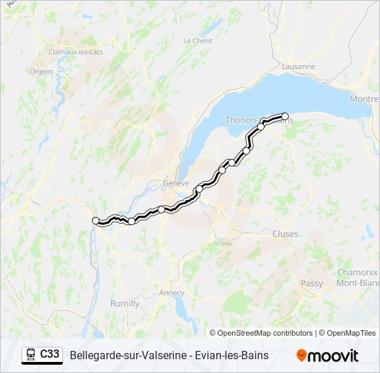 Plan de la ligne C33 de train