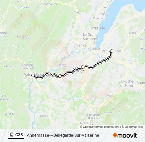 Plan de la ligne C33 de train