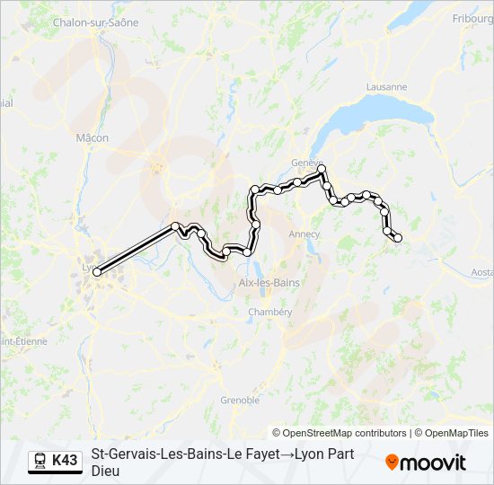 K43 Train Line Map