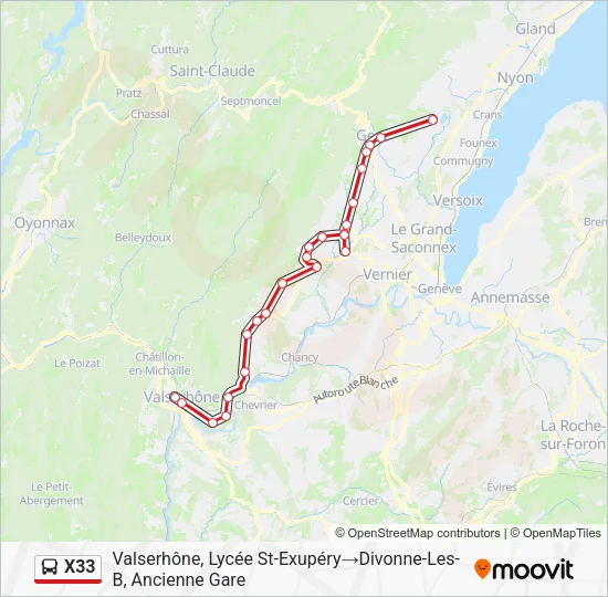 X33 Bus Line Map