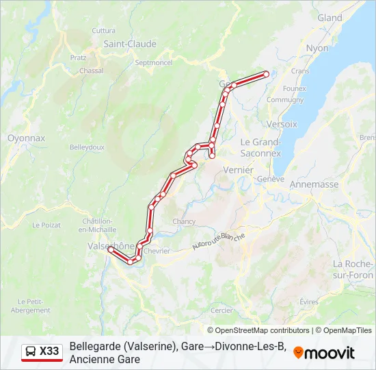 X33 Bus Line Map