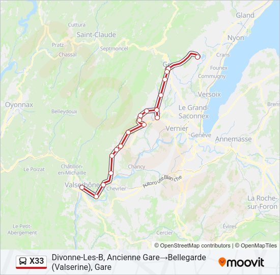 X33 Bus Line Map