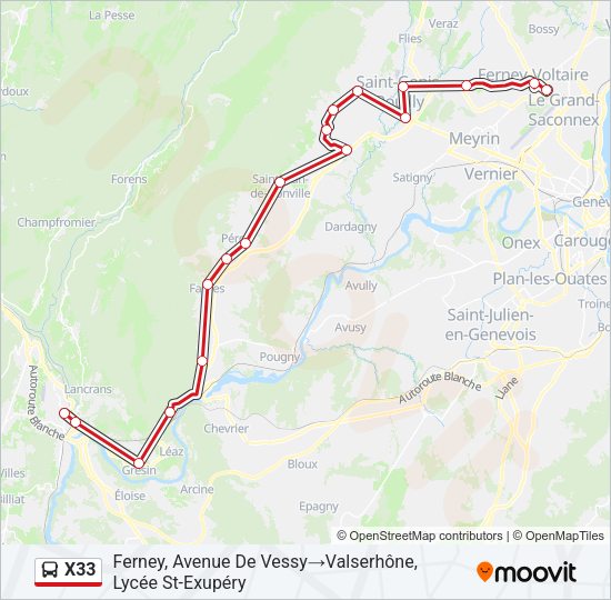 X33 Bus Line Map