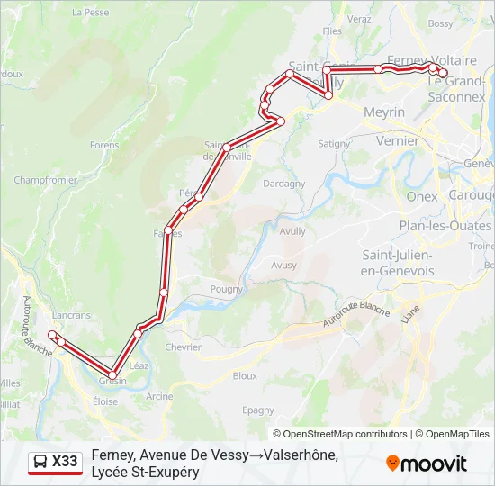 X33 Bus Line Map